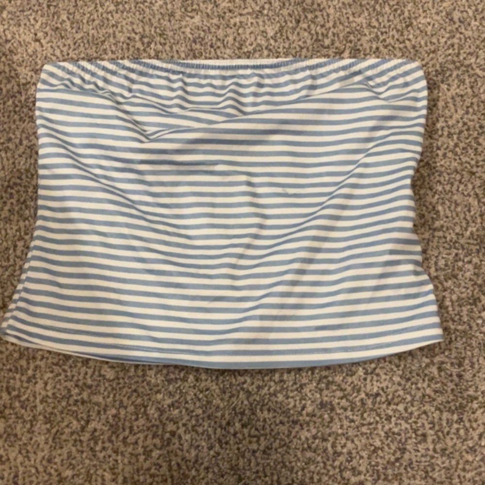 SHEIN Blue and White Striped Tube Top